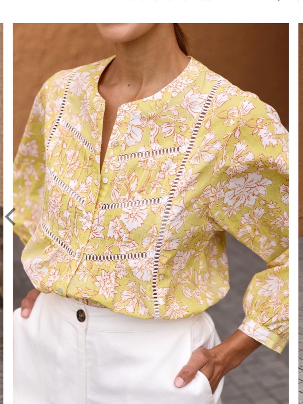 Maye Floral Lace-Trim Peasant Blouse